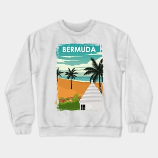 Bermuda Island Vintage Minimal Retro Travel Poster Crewneck Sweatshirt